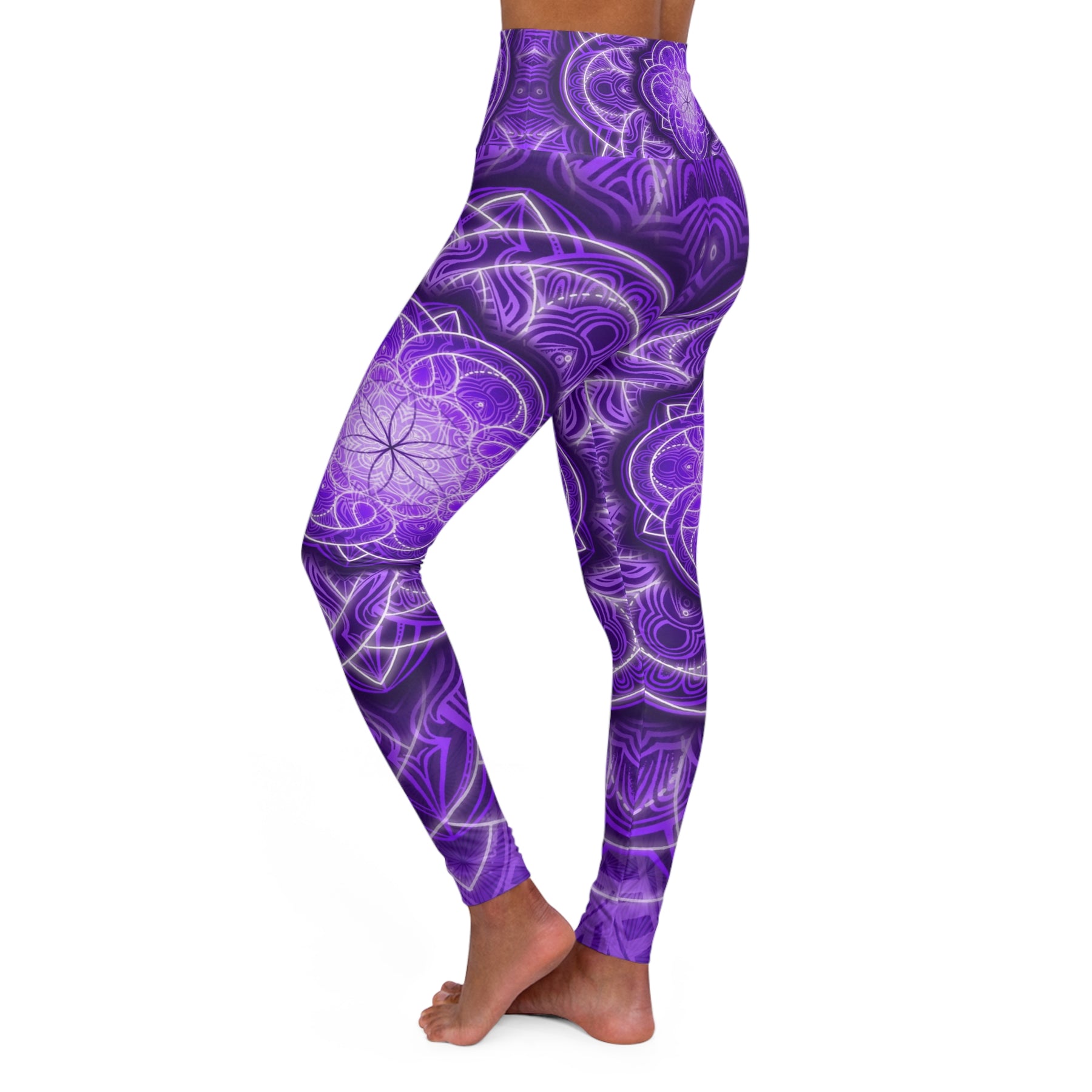 Purple Flower of Life High Waisted Yoga Leggings