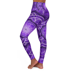 Purple Flower of Life High Waisted Yoga Leggings