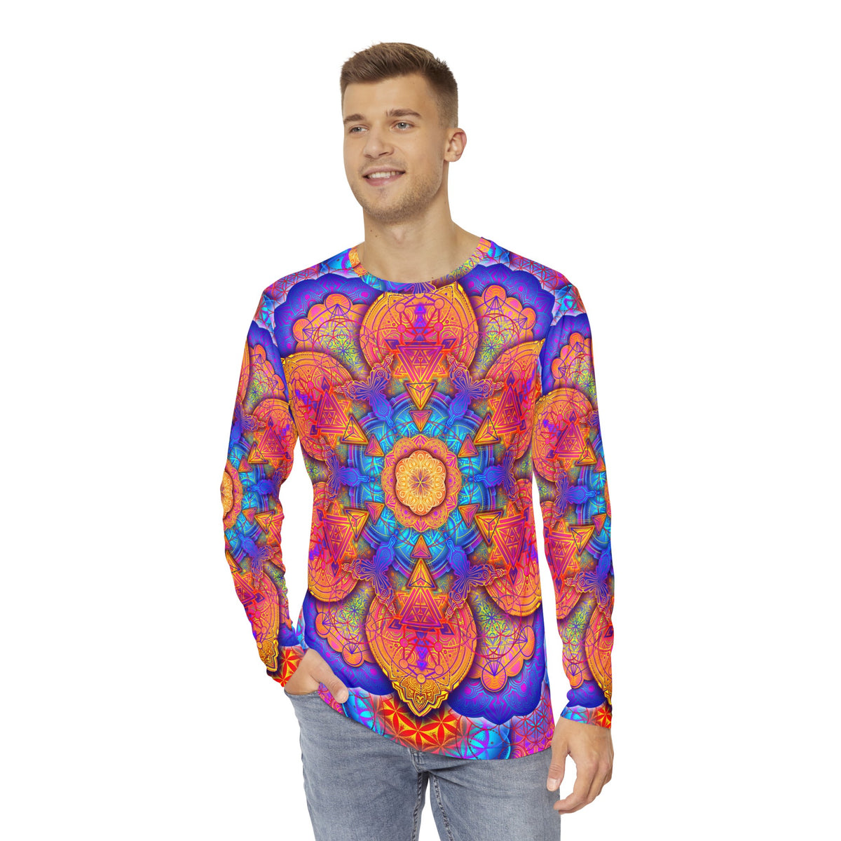 Sunset Mandala Men's Long Sleeve Shirt