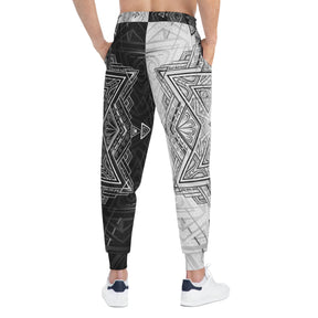 Black and White Star Tetrahedron Athletic Joggers