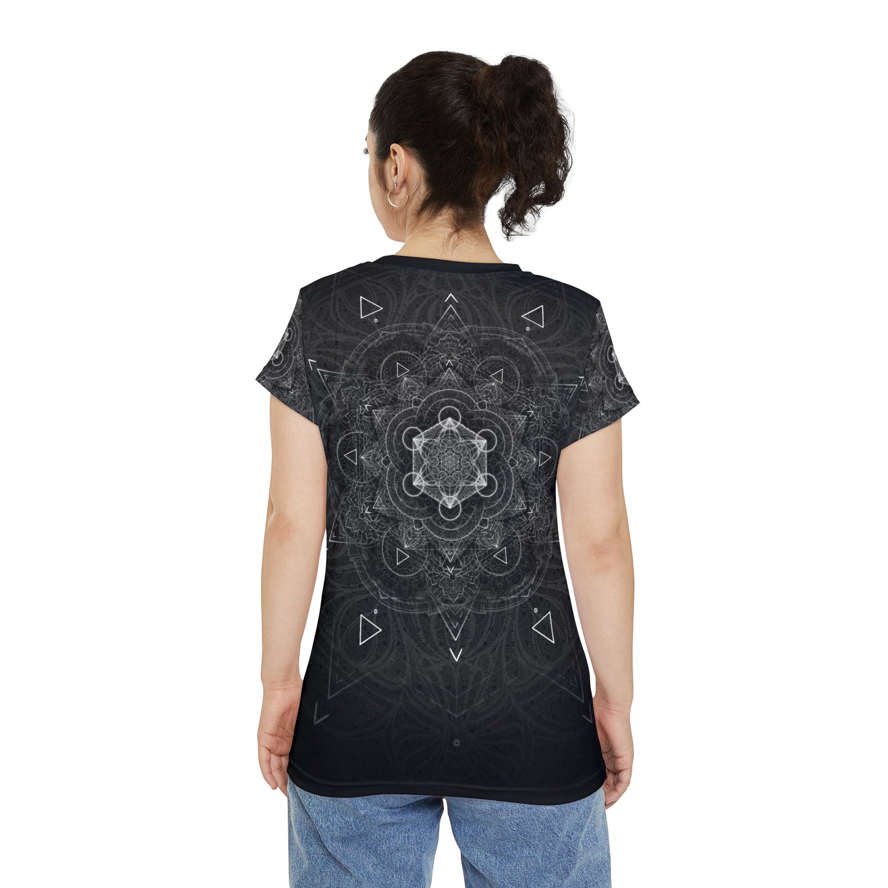 Black and White Sacred Geometry Mandala - Women's Short Sleeve Shirt