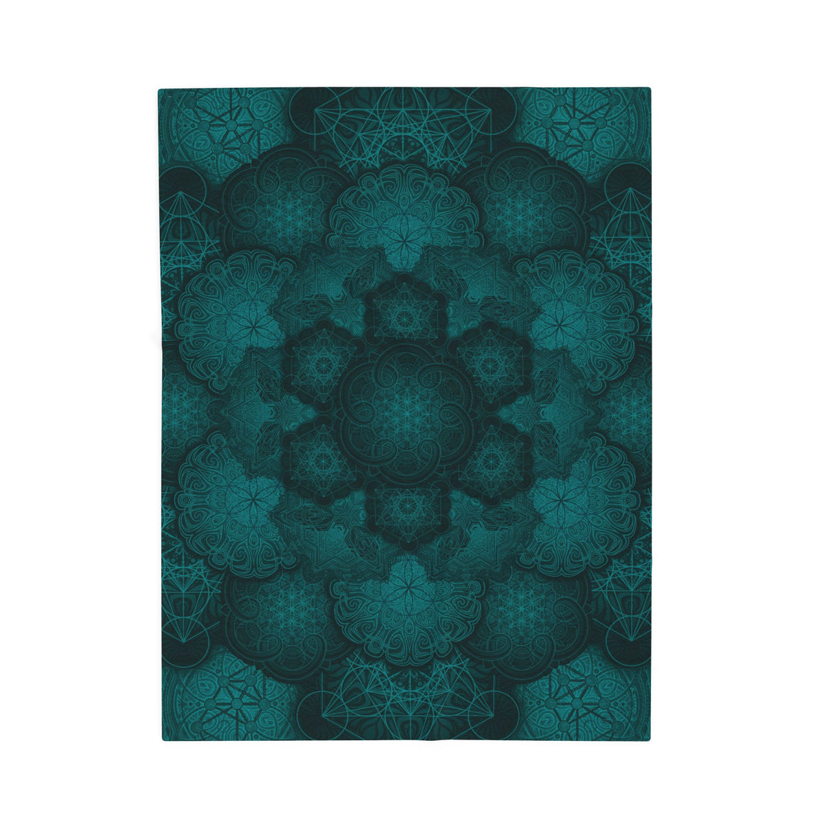 Teal Mandala Velveteen Plush Blanket