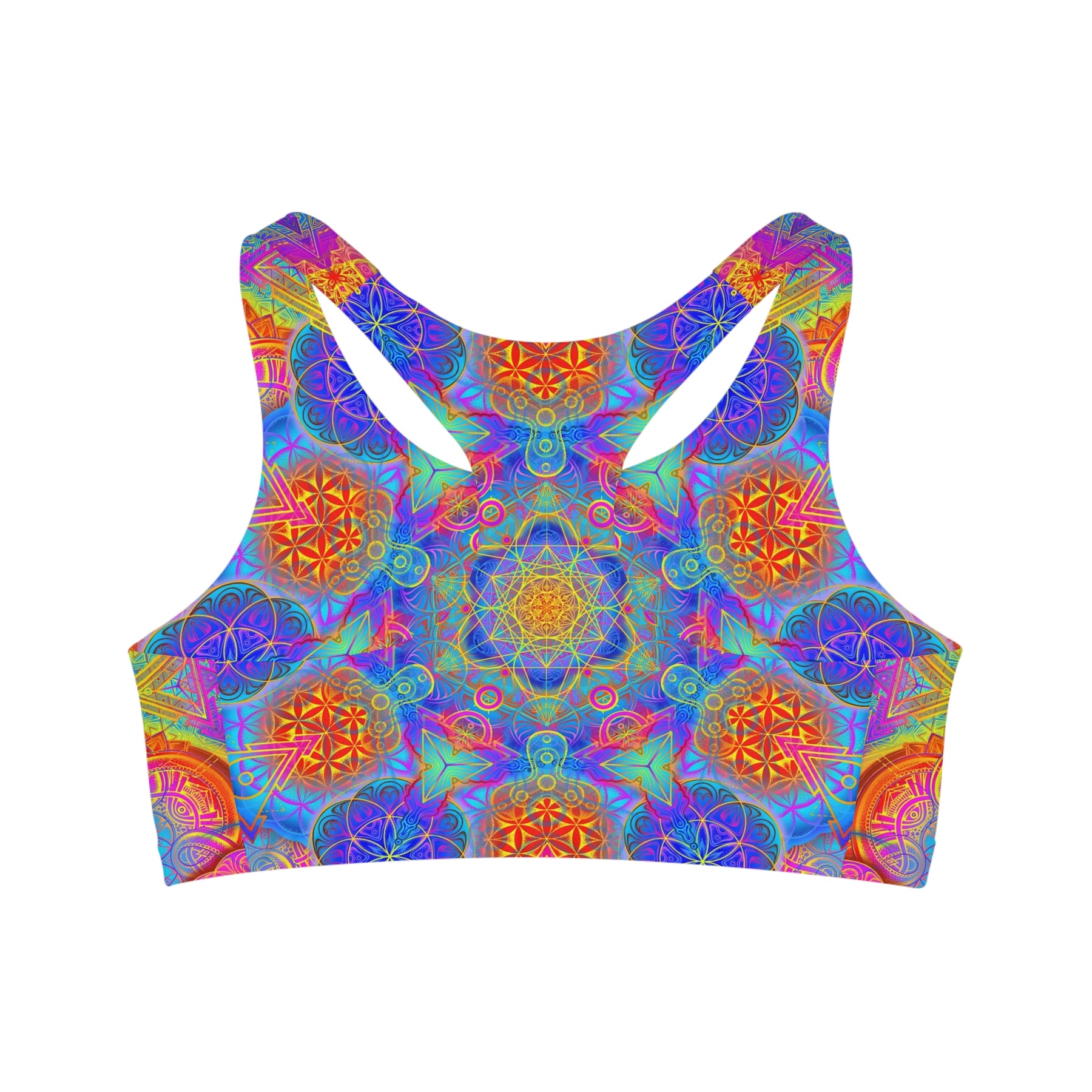 Psychedelic Metatron's Cube Mandala Sports Bra