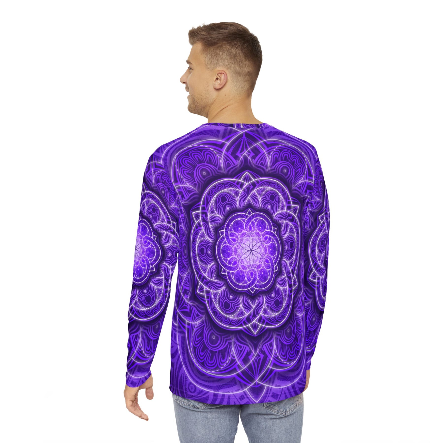 Purple Flower of Life Men's Long Sleeve Shirt