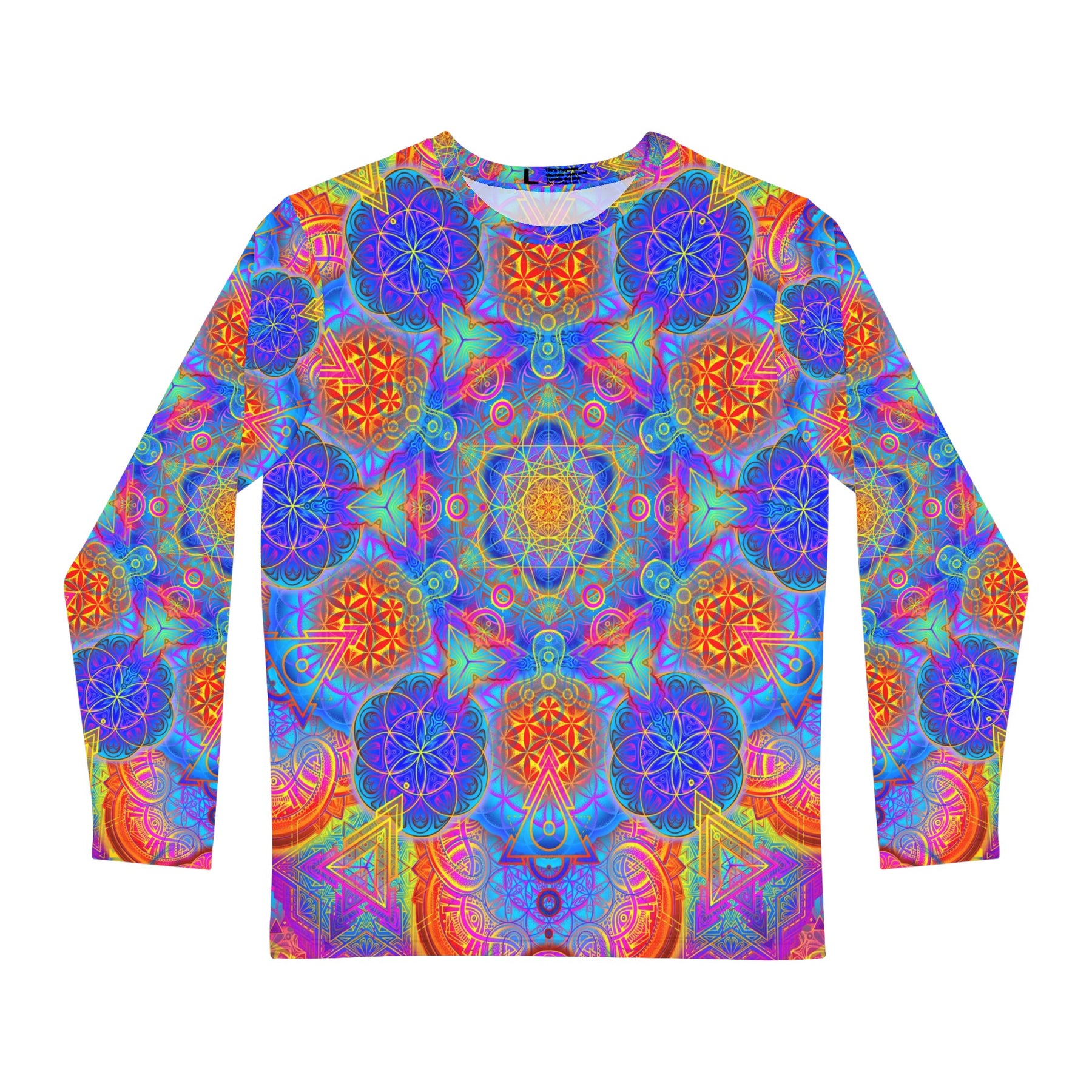 Psychedelic Mutations Cube Mandala Men's Long Sleeve Shirt