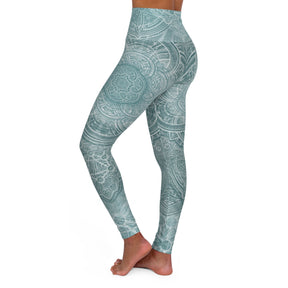 Blue Flower of Life - High Waisted Yoga Leggings