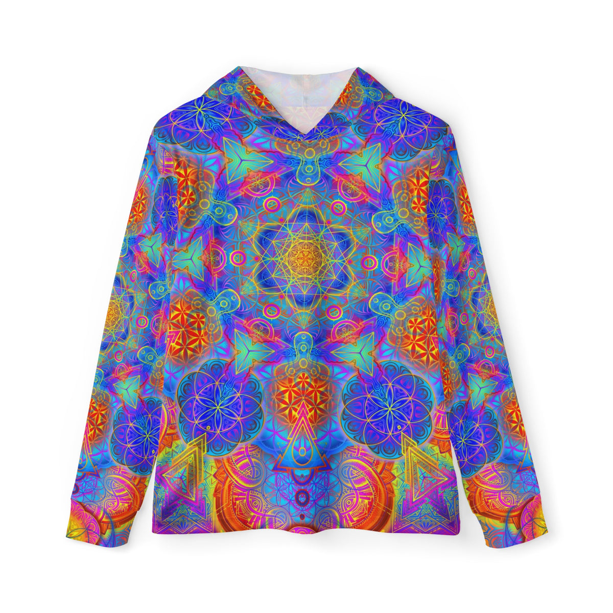 Psychedelic Metatrons Cube Mandala Men's Sun Hoodie