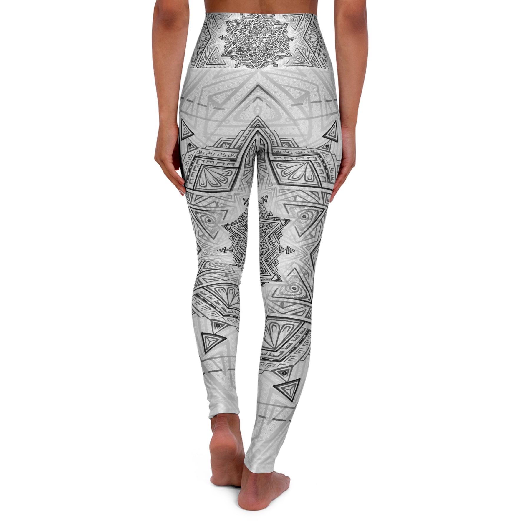 White Star Tetrahedron - Mandala High Waisted Yoga Leggings