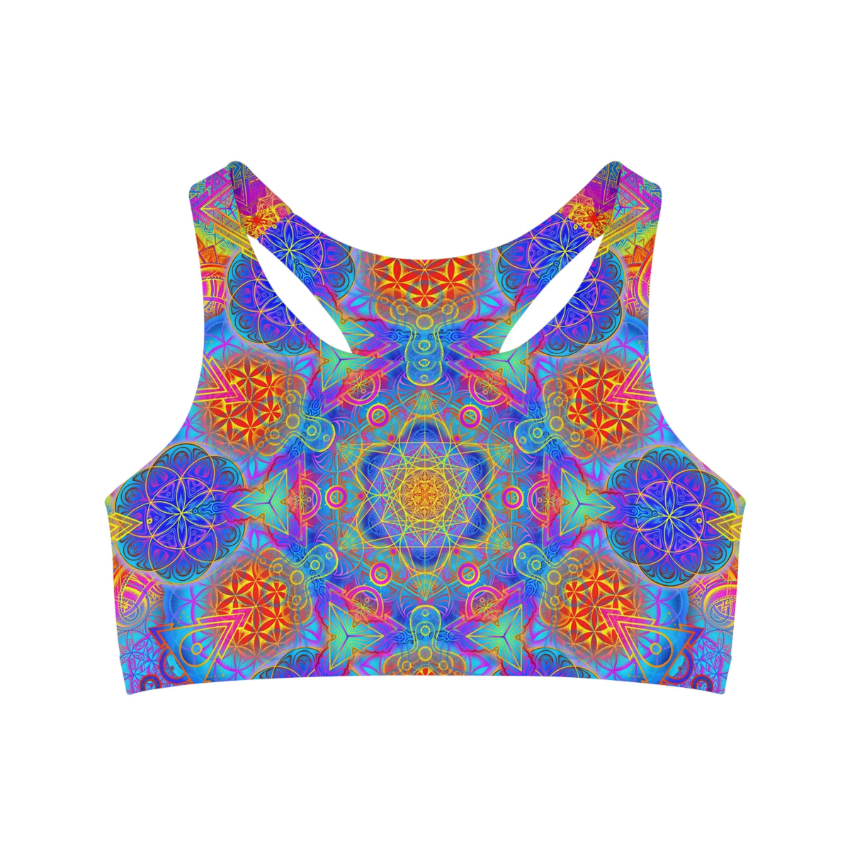 Psychedelic Metatron's Cube Mandala Sports Bra