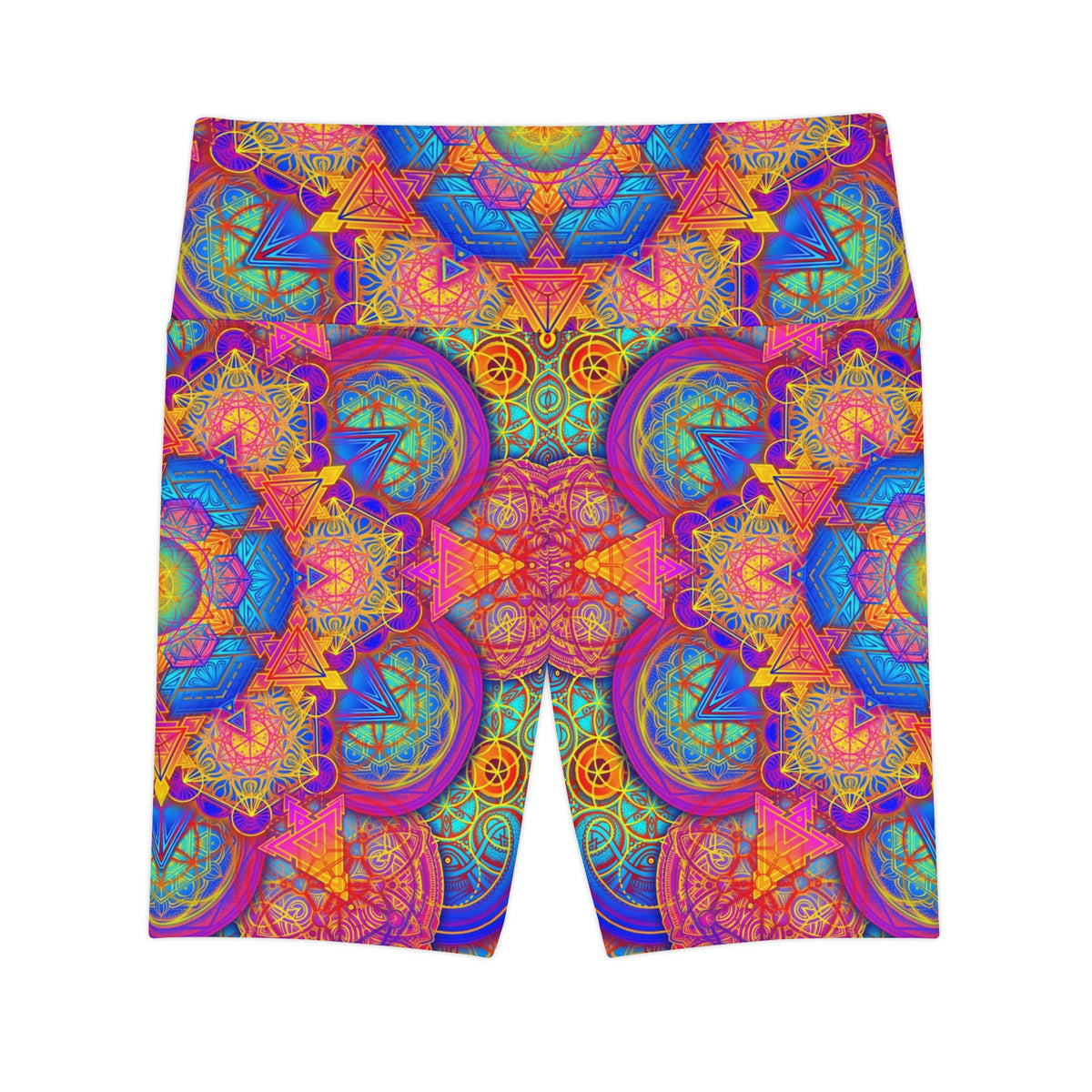 Psychedelic Metatrons Cube Mandala Workout Shorts