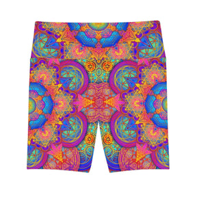 Psychedelic Metatrons Cube Mandala Workout Shorts