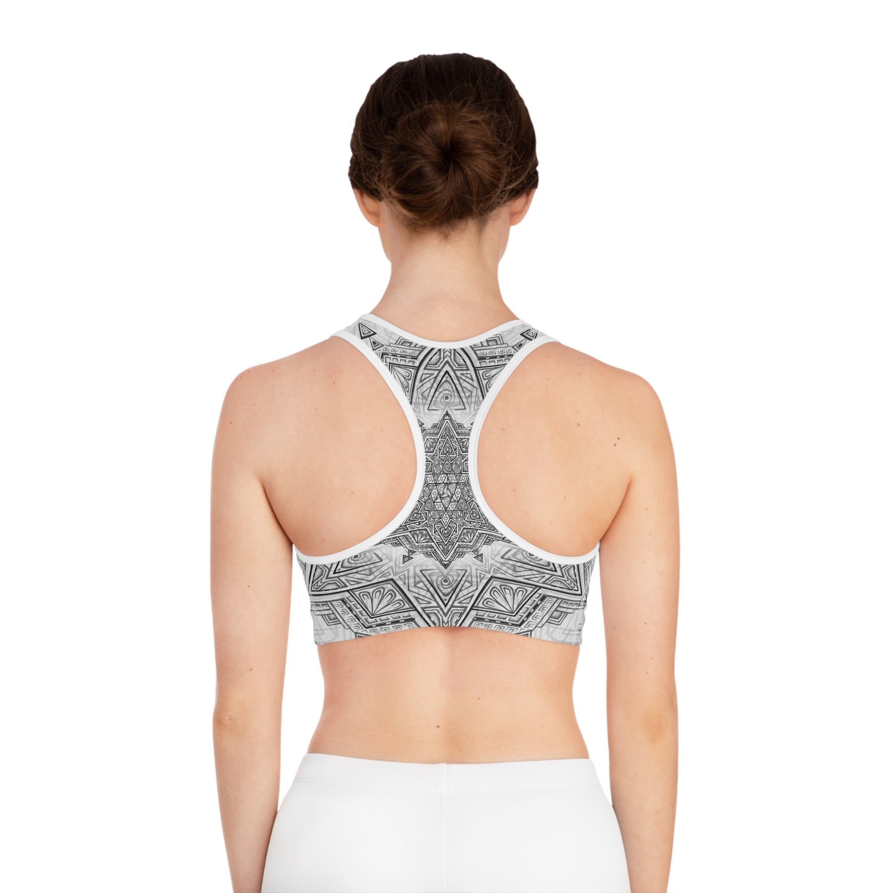 White Star Tetrahedron Mandala Sports Bra