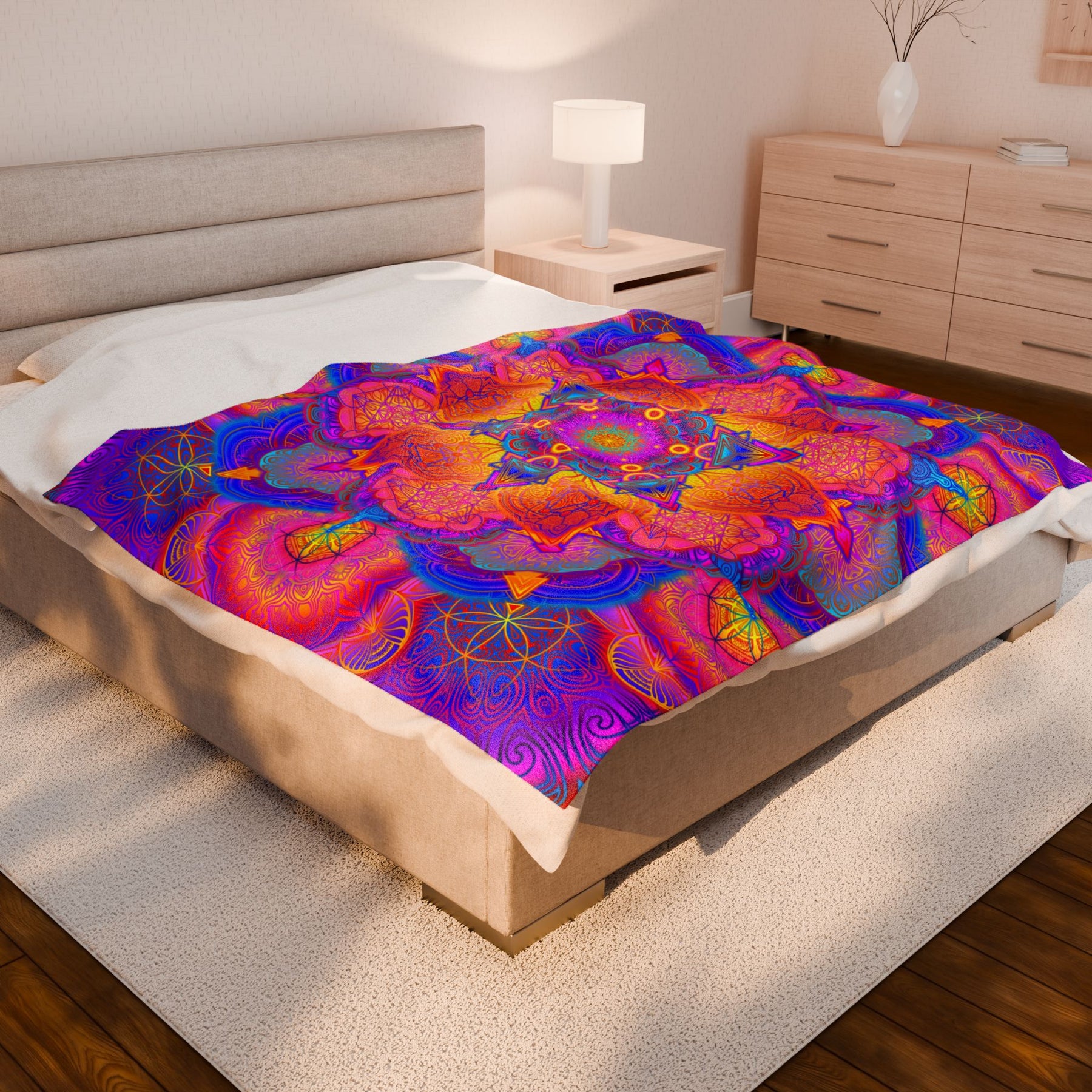 Psychedelic Mandala Velveteen Plush Blanket