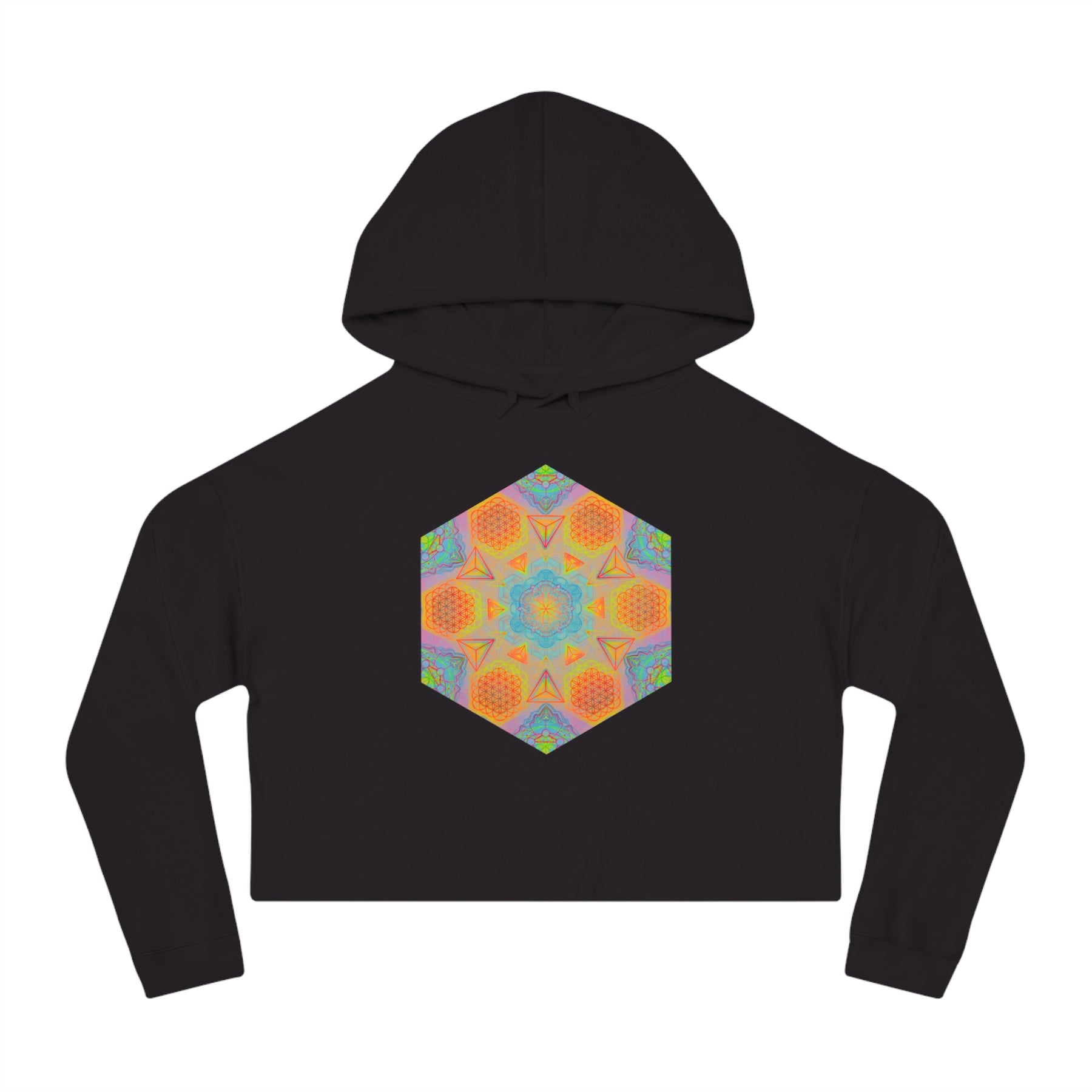 Psychedelic Mandala - Women’s Cropped Hooded Sweatshirt