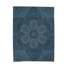 Blue Flower of Life - Velveteen Plush Blanket