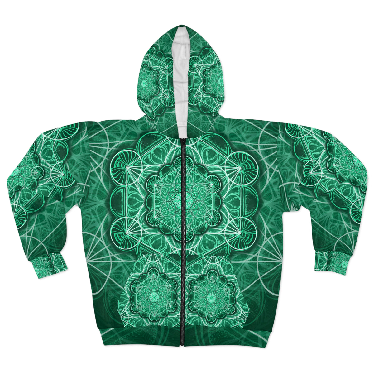 Malachite Mandala Unisex Zip Hoodie