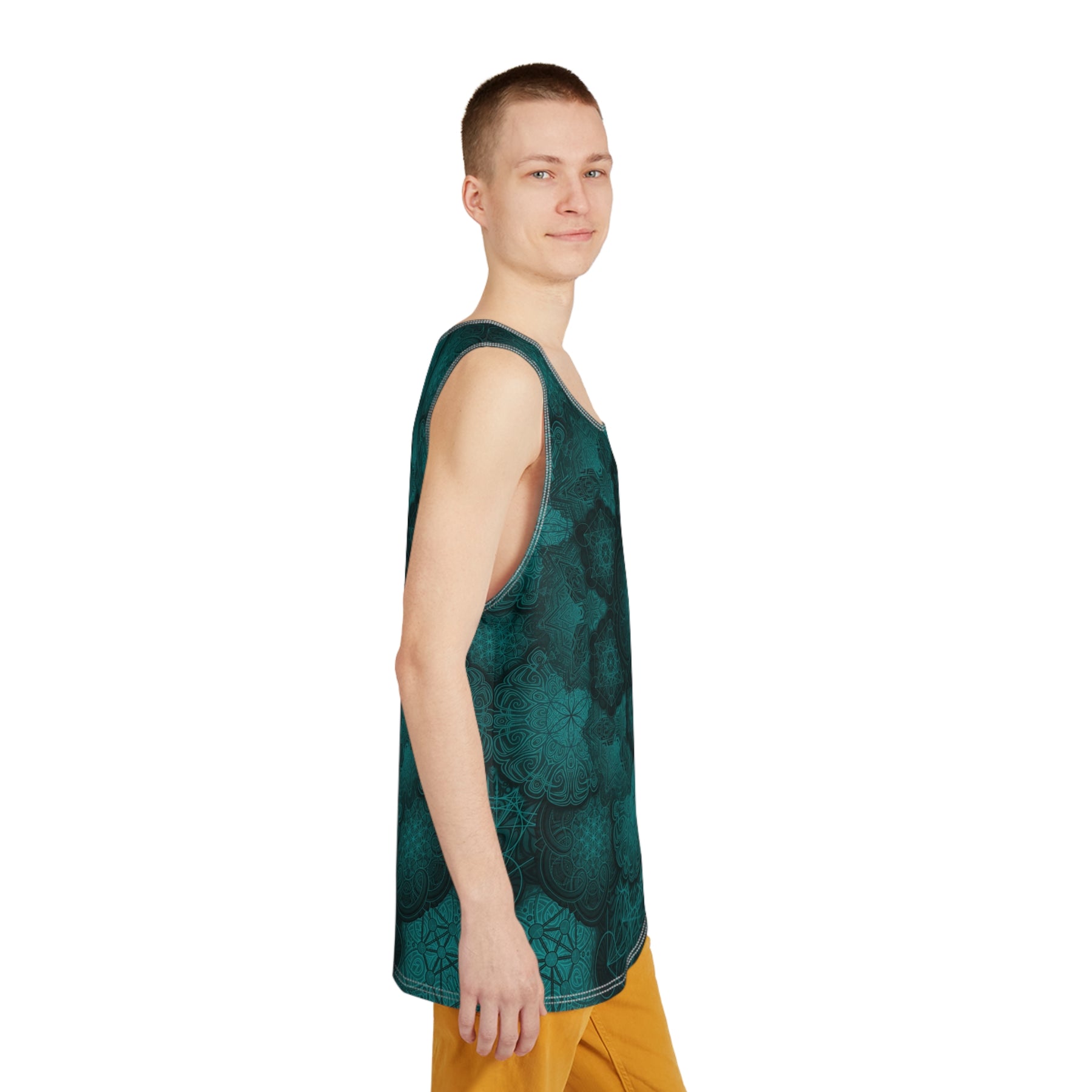 Teal Sacred Geometry Mandala Men's Tank