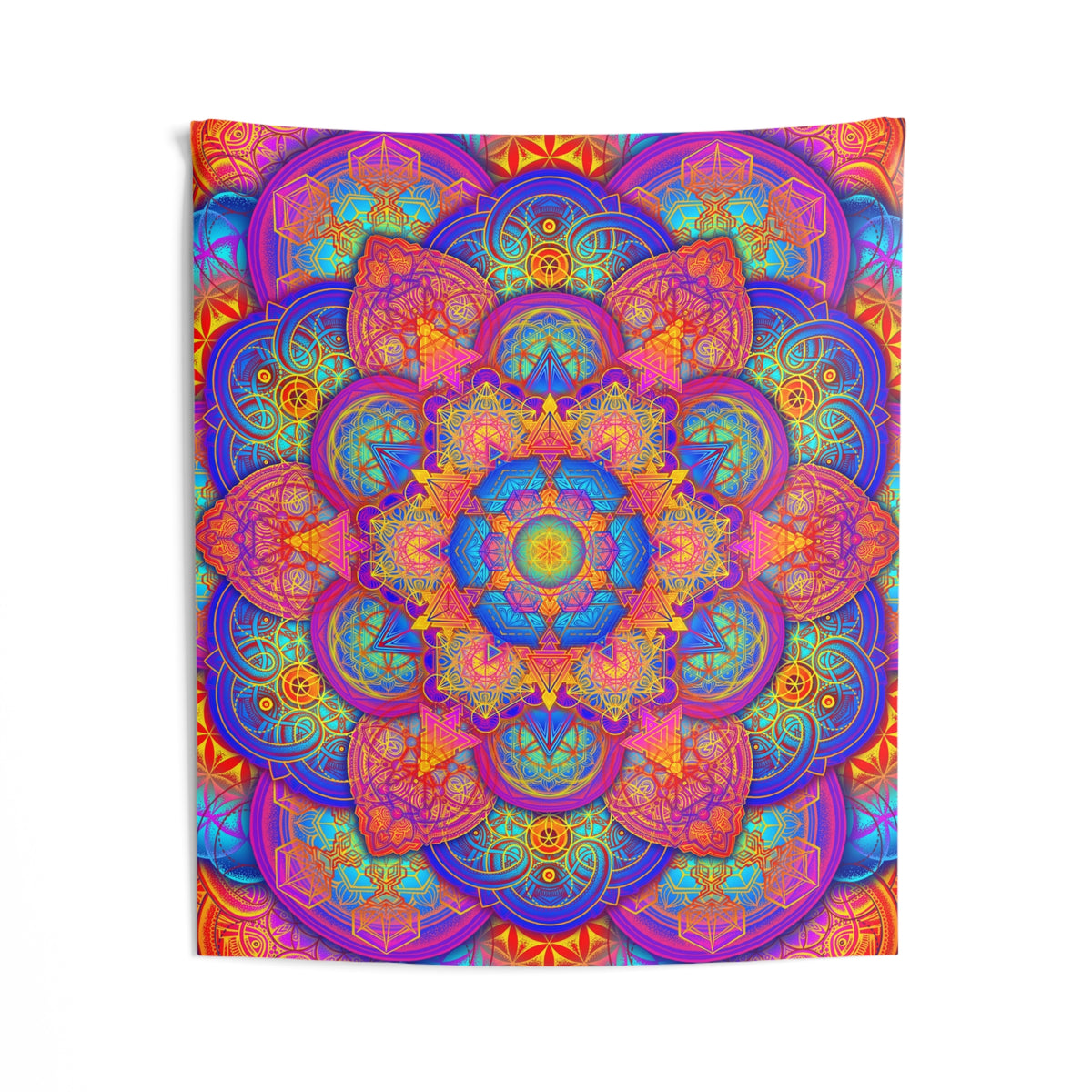 Psychedelic Metatron's Cube Mandala Wall Tapestry