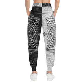 Black and White Star Tetrahedron Athletic Joggers