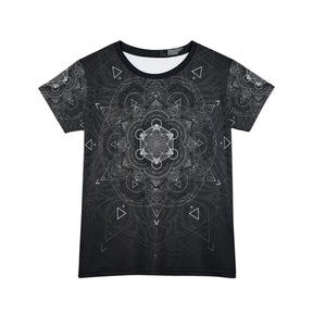 Black and White Sacred Geometry Mandala - Women's Short Sleeve Shirt