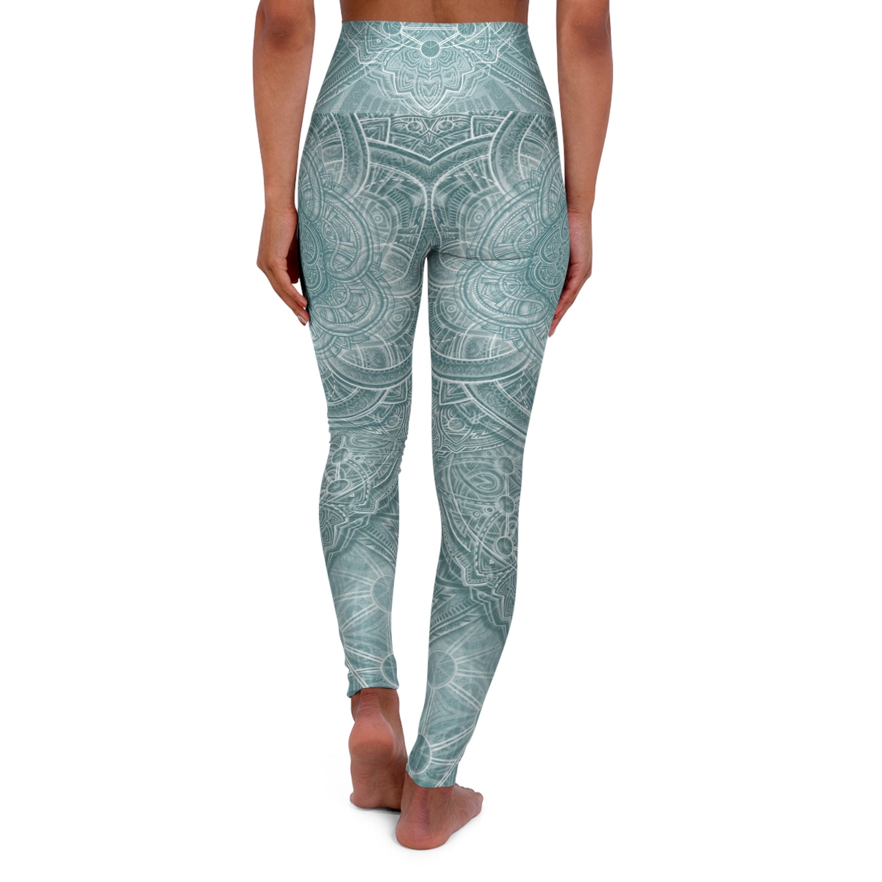 Blue Flower of Life - High Waisted Yoga Leggings