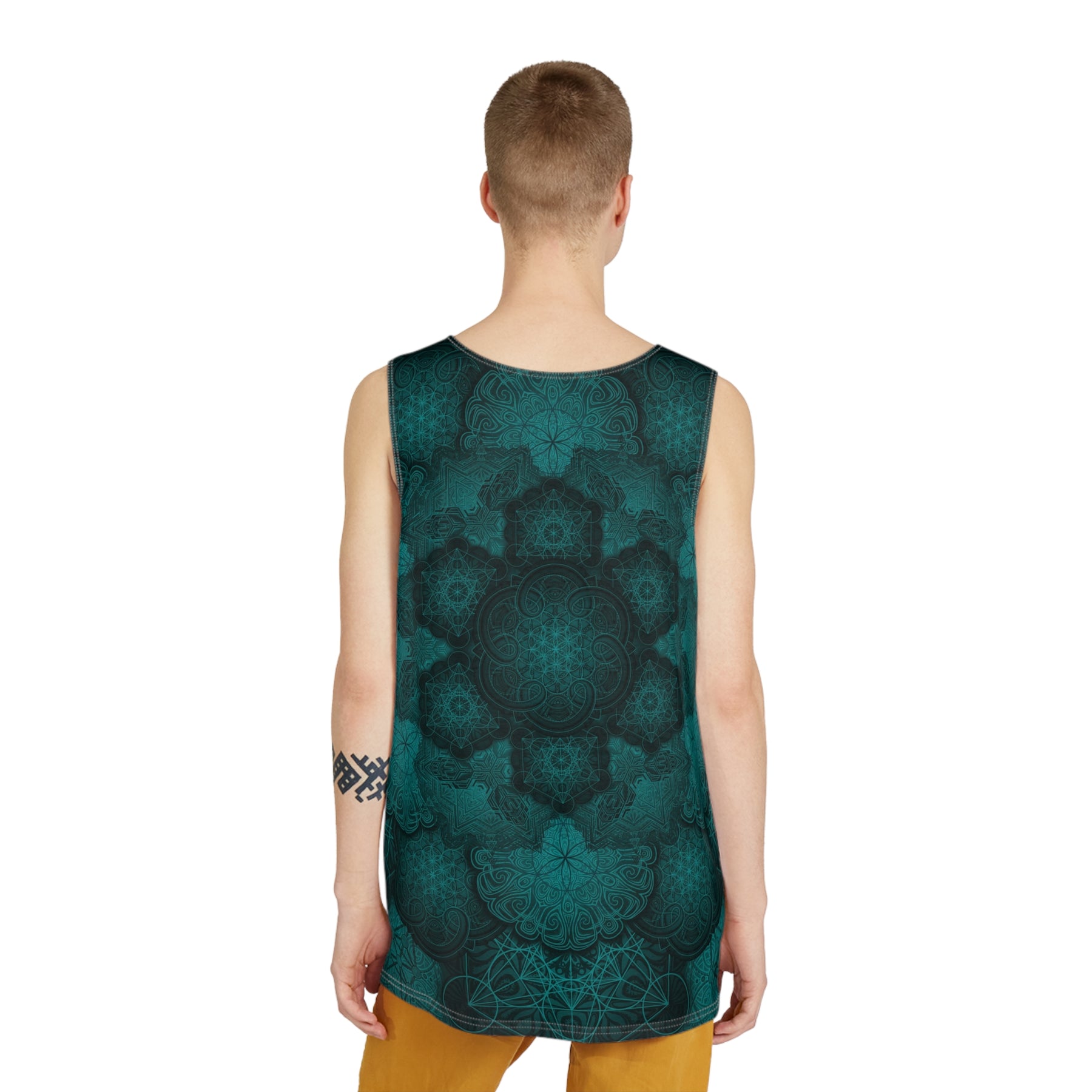 Teal Sacred Geometry Mandala Men's Tank