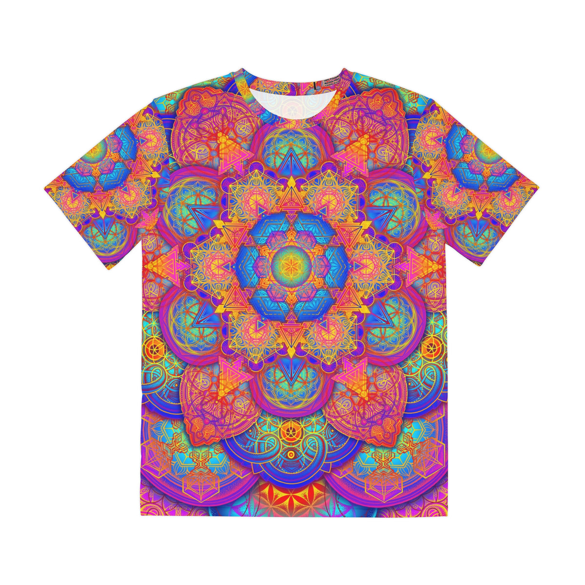 Psychedelic Metatrons Cube Mandala - Men's Polyester Tee