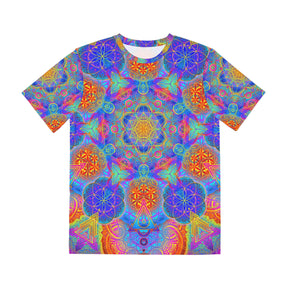 Psychedelic Metatrons Cube Mandala - Men's Polyester Tee