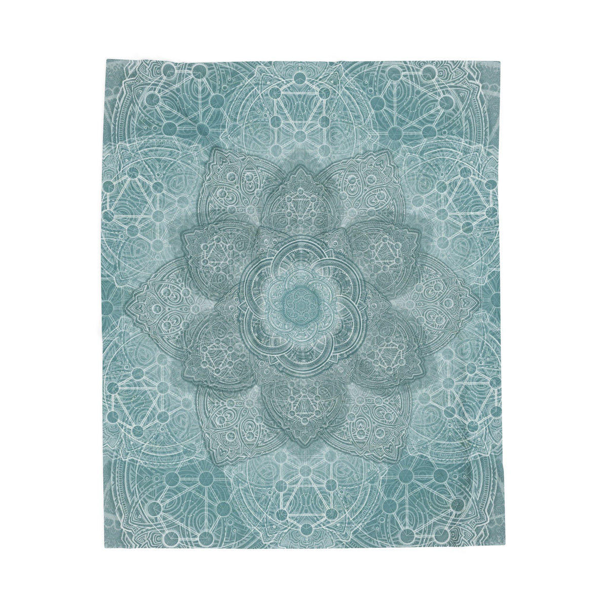 Blue Sacred Geometry Velveteen Plush Blanket