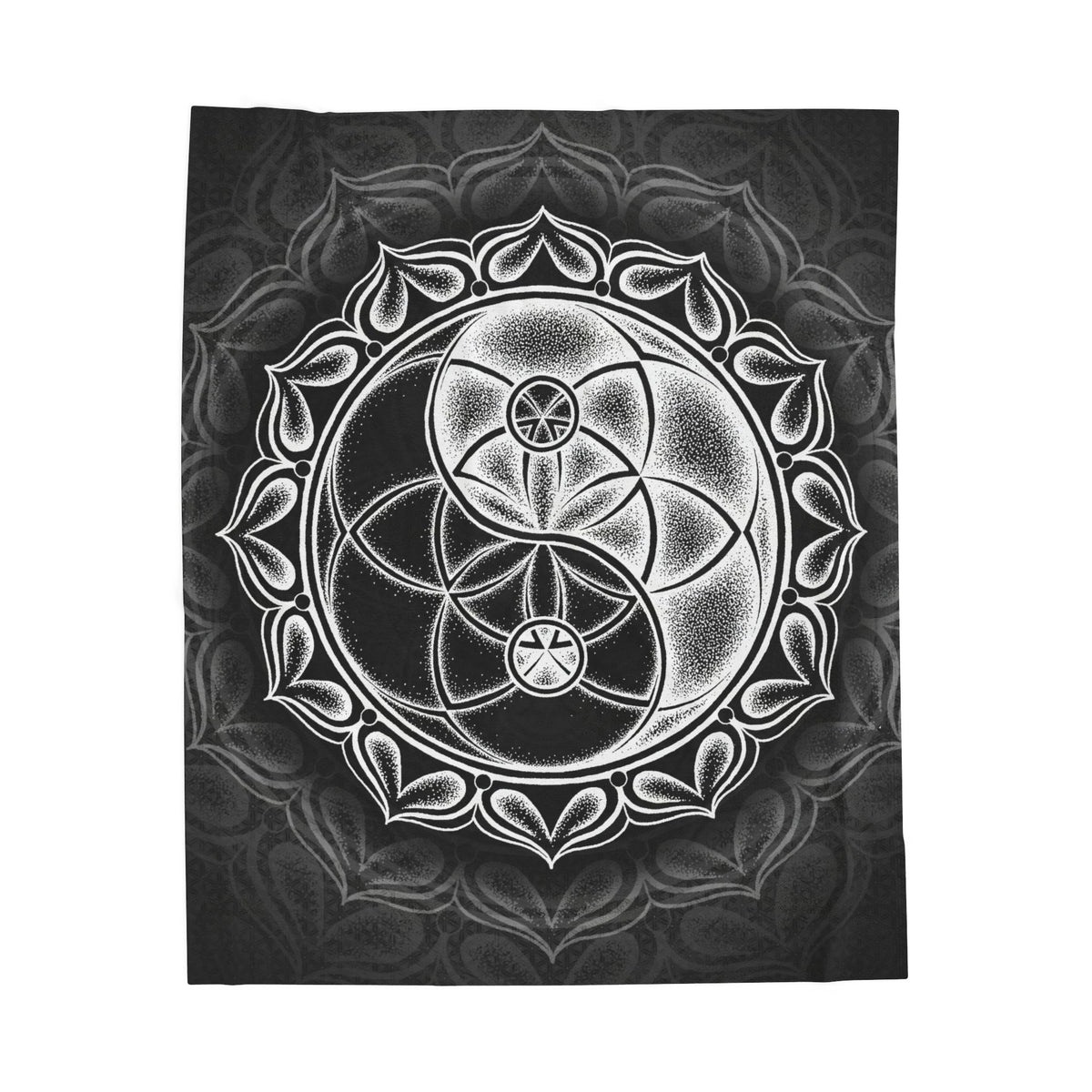 Seed of Life Yin Yang Velveteen Plush Blanket