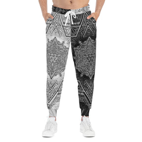 Black and White Star Tetrahedron Athletic Joggers