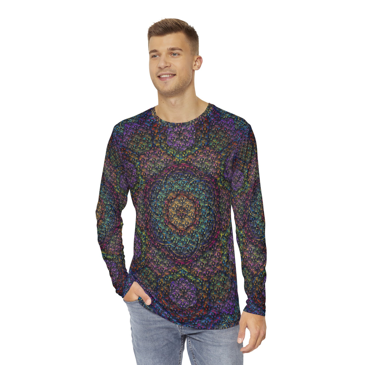 Mushroom Mandala Men's Long Sleeve Shirt