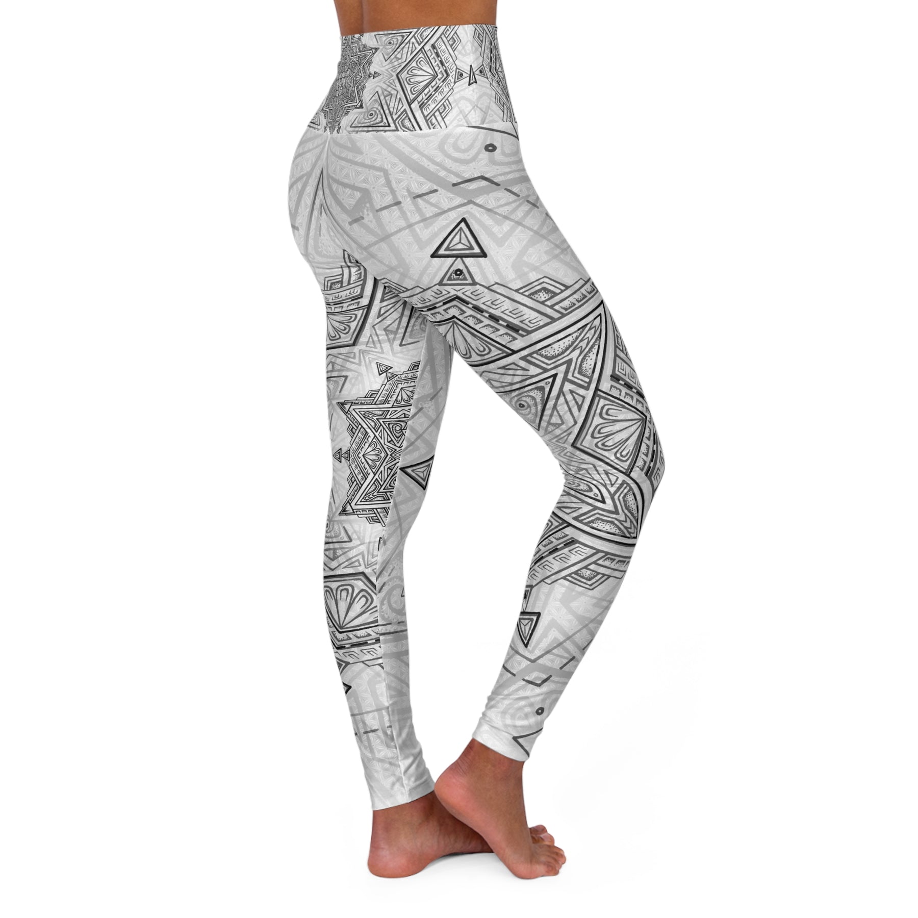 White Star Tetrahedron - Mandala High Waisted Yoga Leggings