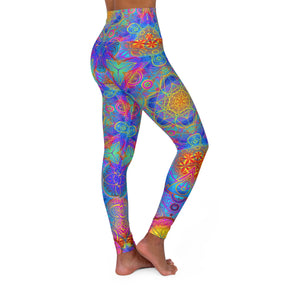 Psychedelic Metatrons Cube Mandala - High Waisted Yoga Leggings