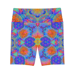 Psychedelic Metatrons Cube Mandala Workout Shorts