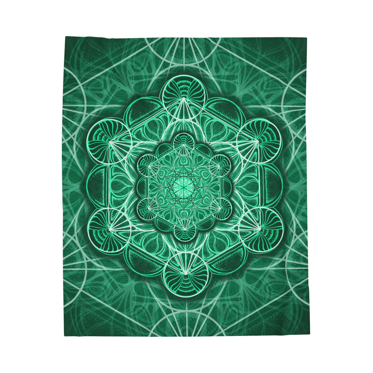 Green Metatrons Cube Velveteen Plush Blanket