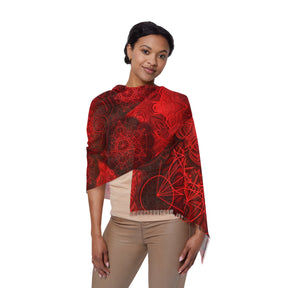 Red Sacred Geometry Mandala Scarf