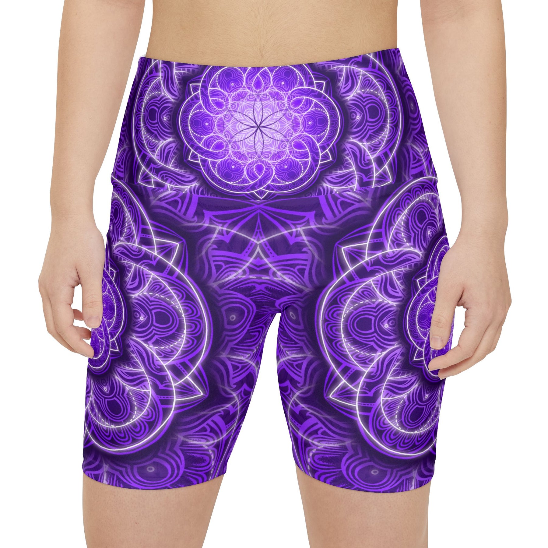 Purple Flower of Life Workout Shorts