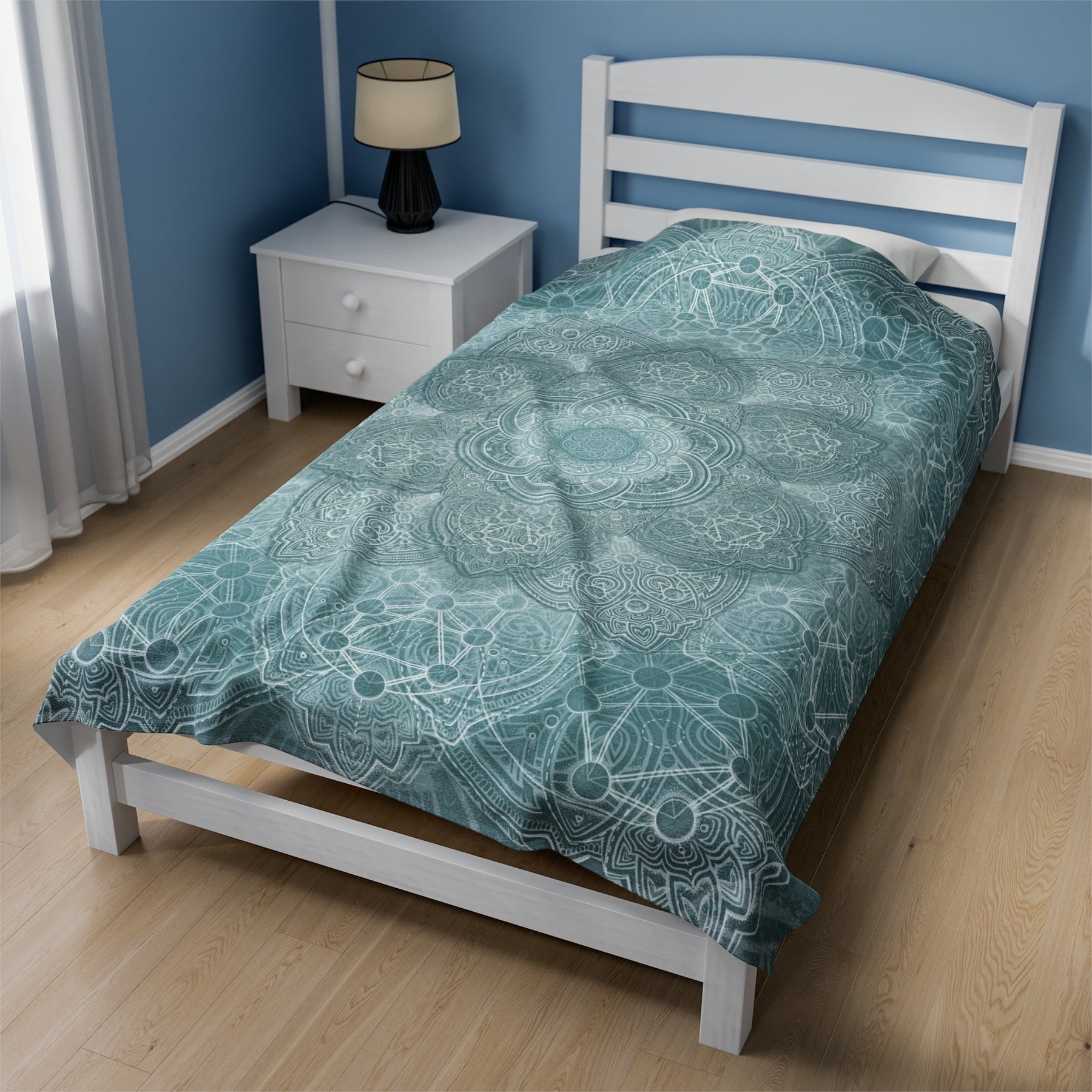 Light Blue Sacred Geometry Velveteen Plush Blanket