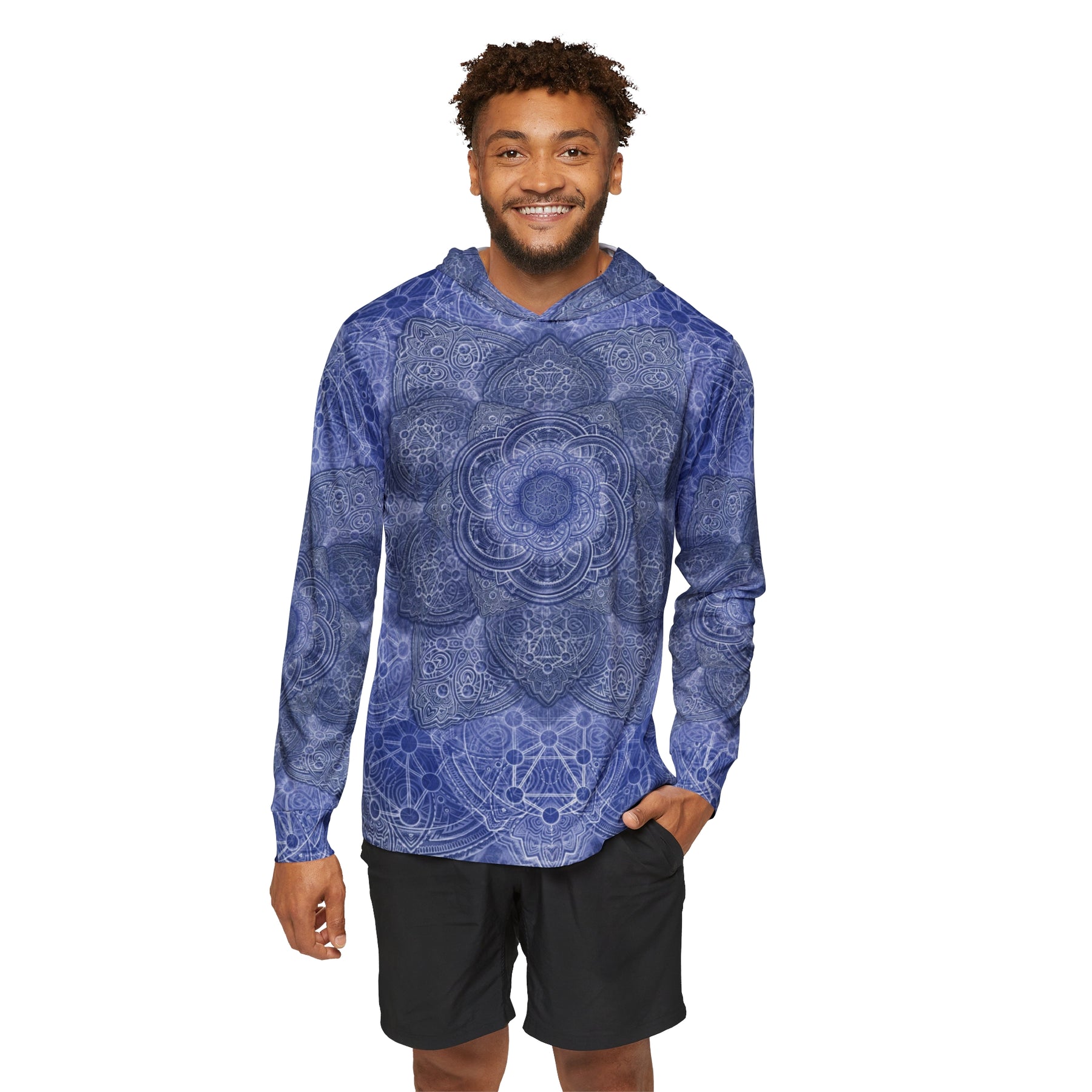 Blue Sacred Geometry Men's Sun Hoodie