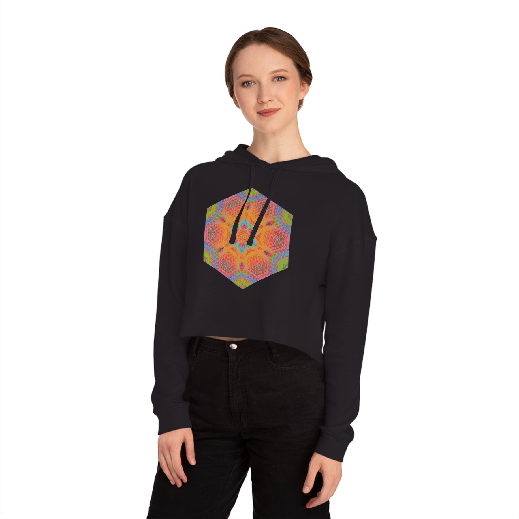 Psychedelic Mandala - Women’s Cropped Hooded Sweatshirt