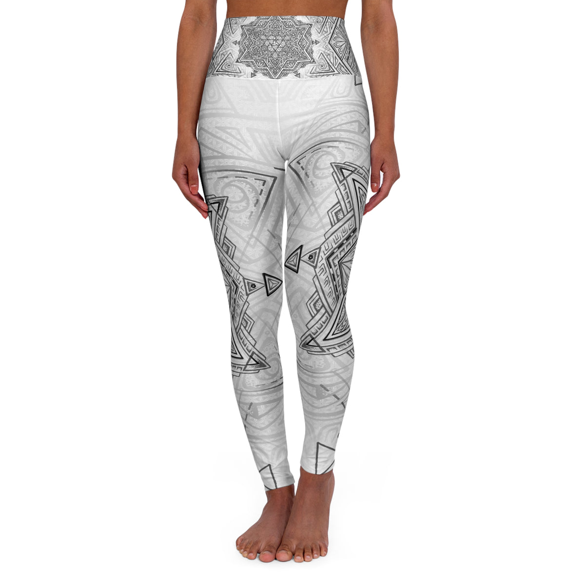 White Star Tetrahedron - Mandala High Waisted Yoga Leggings