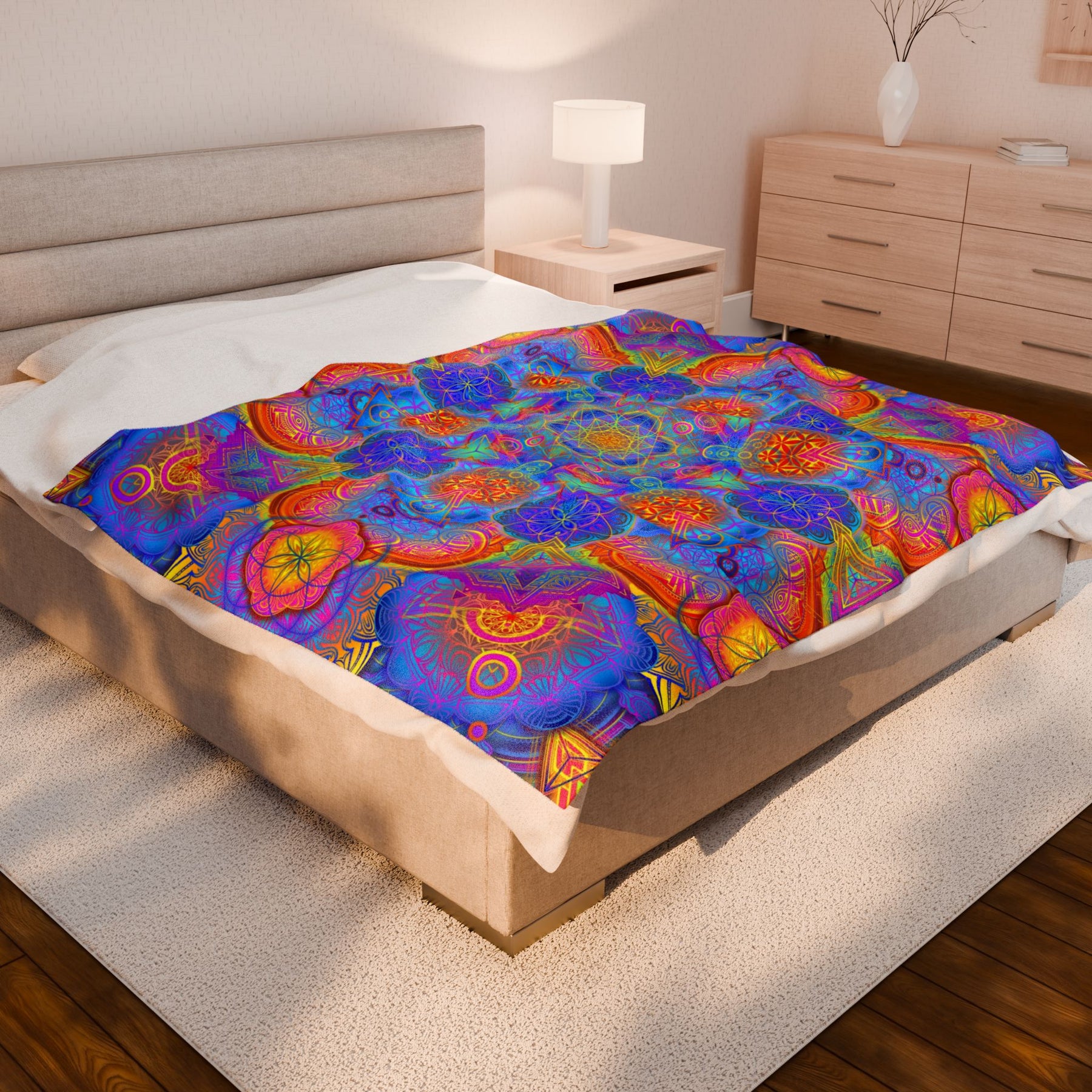 Psychedelic Mandala Velveteen Plush Blanket