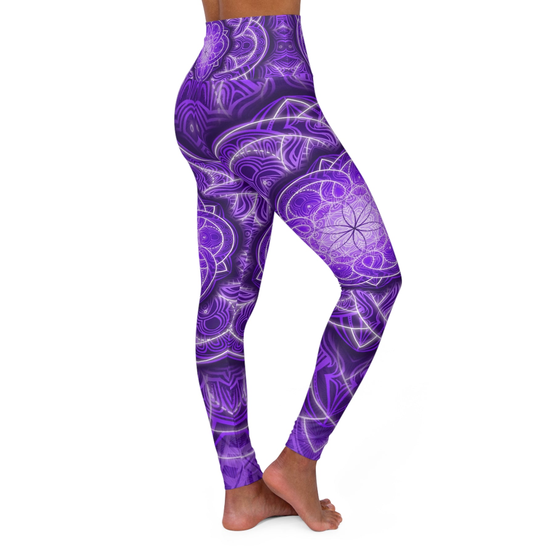 Purple Flower of Life High Waisted Yoga Leggings