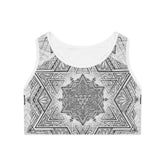 White Star Tetrahedron Mandala Sports Bra