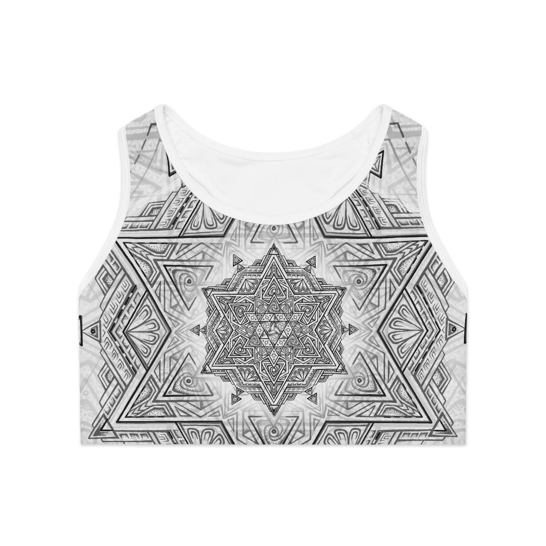 White Star Tetrahedron Mandala Sports Bra