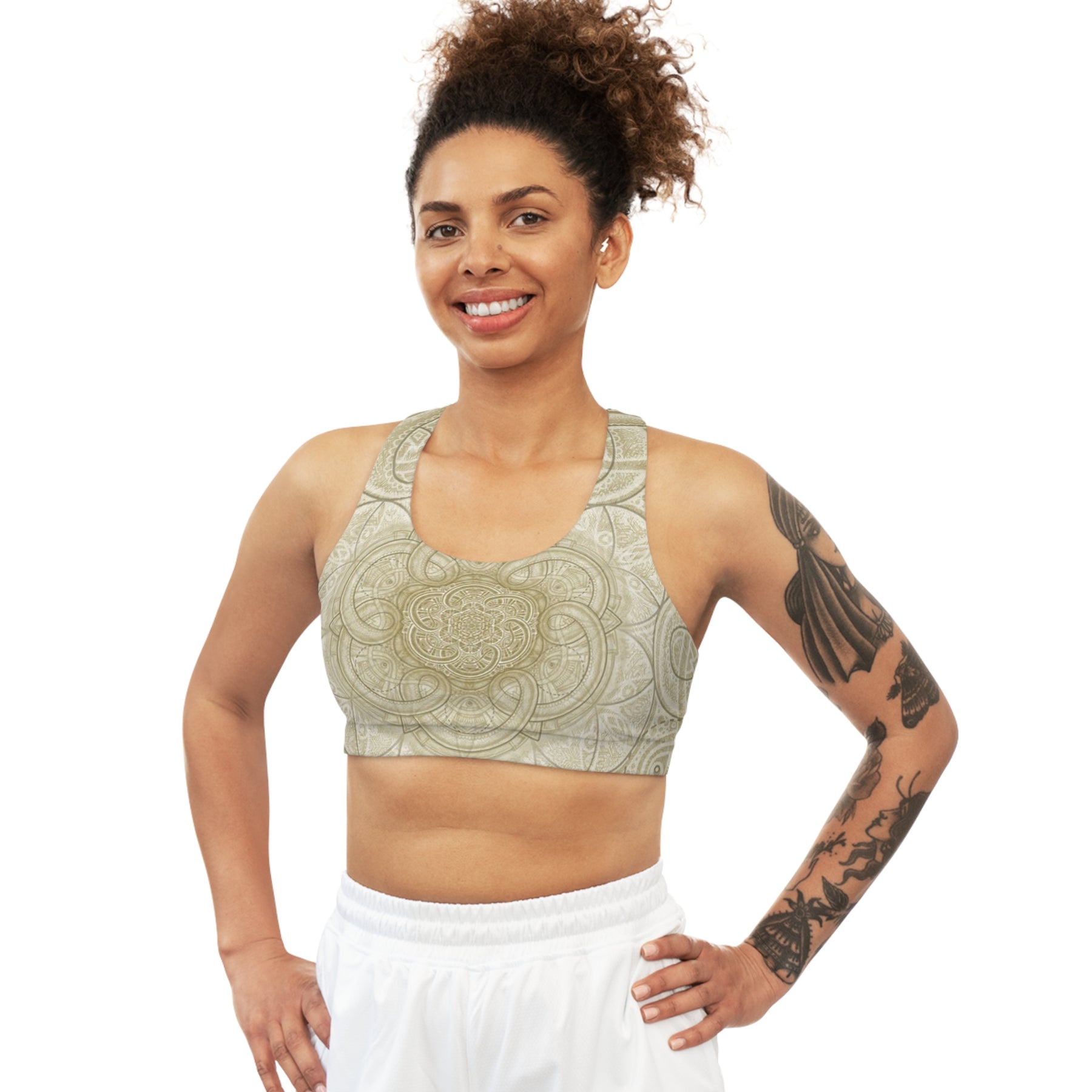 Earth Tone Flower of Life Seamless Sports Bra