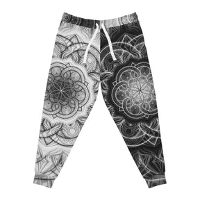 Black and White Flower of Life Joggers