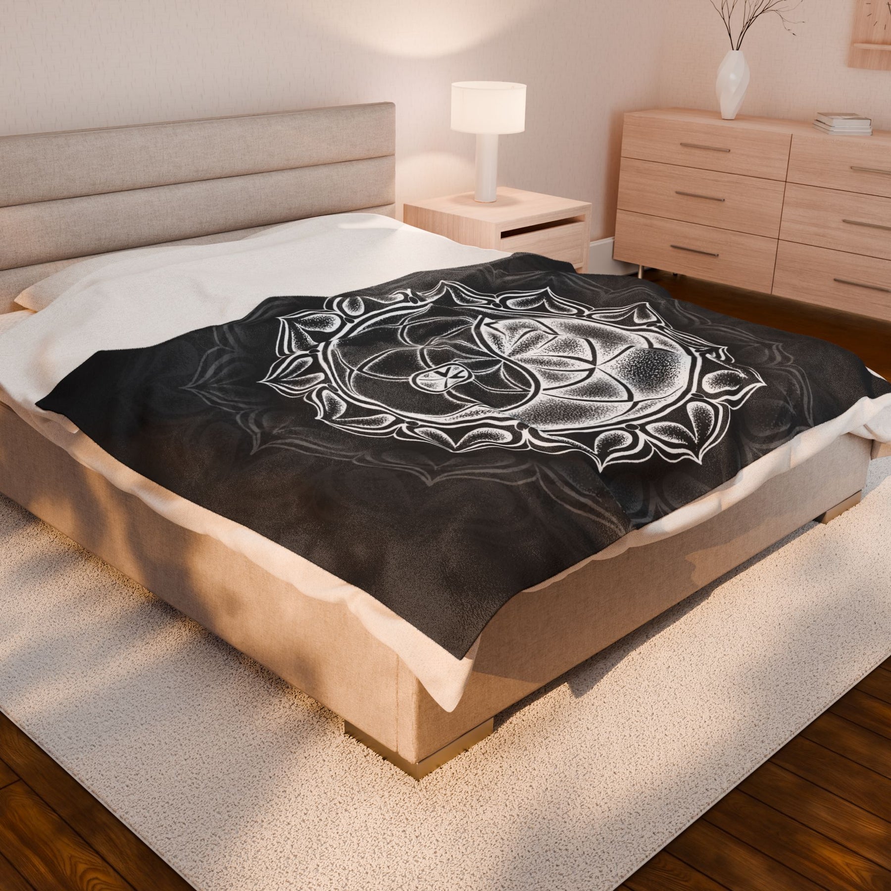 Seed of Life Yin Yang Velveteen Plush Blanket