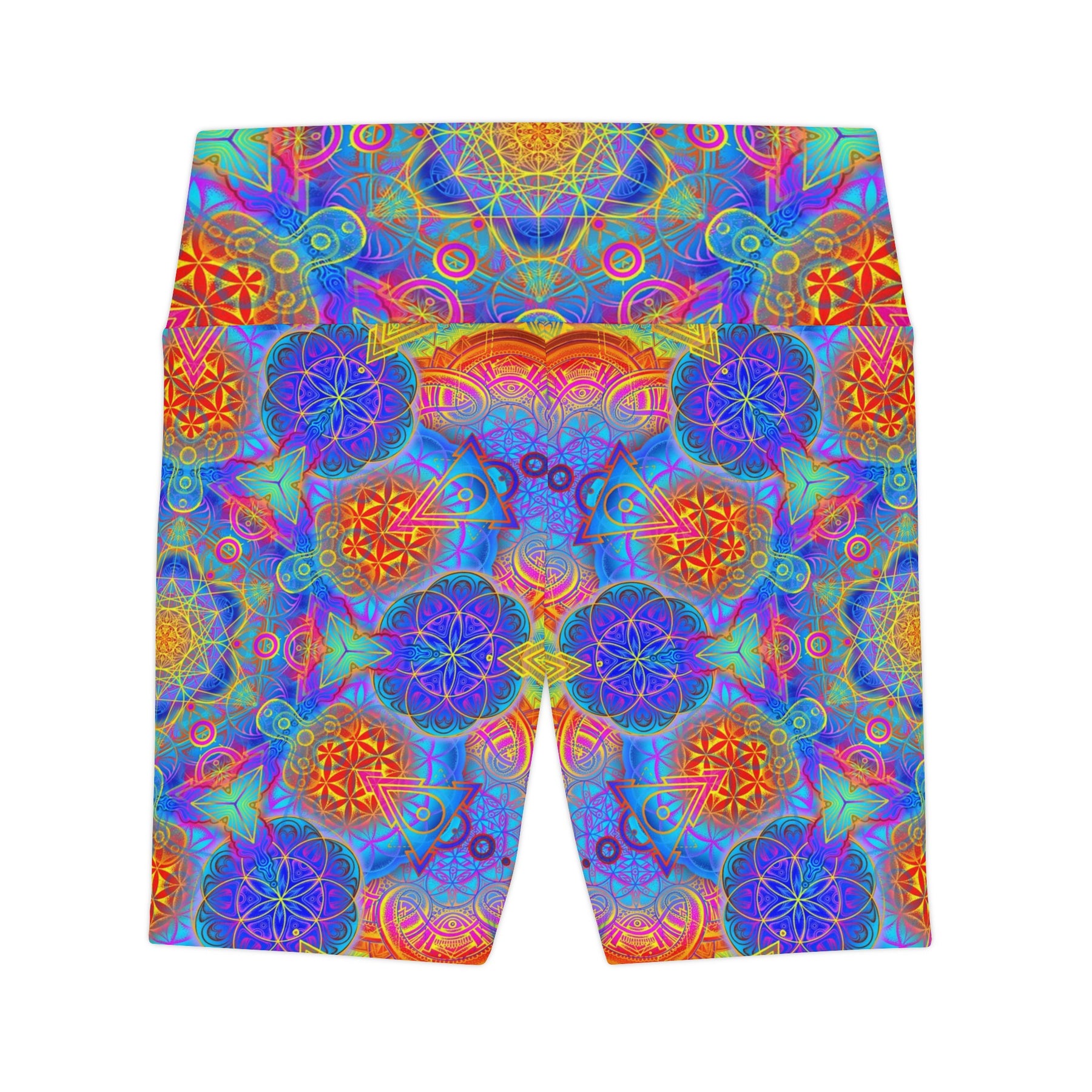 Psychedelic Metatrons Cube Mandala Workout Shorts